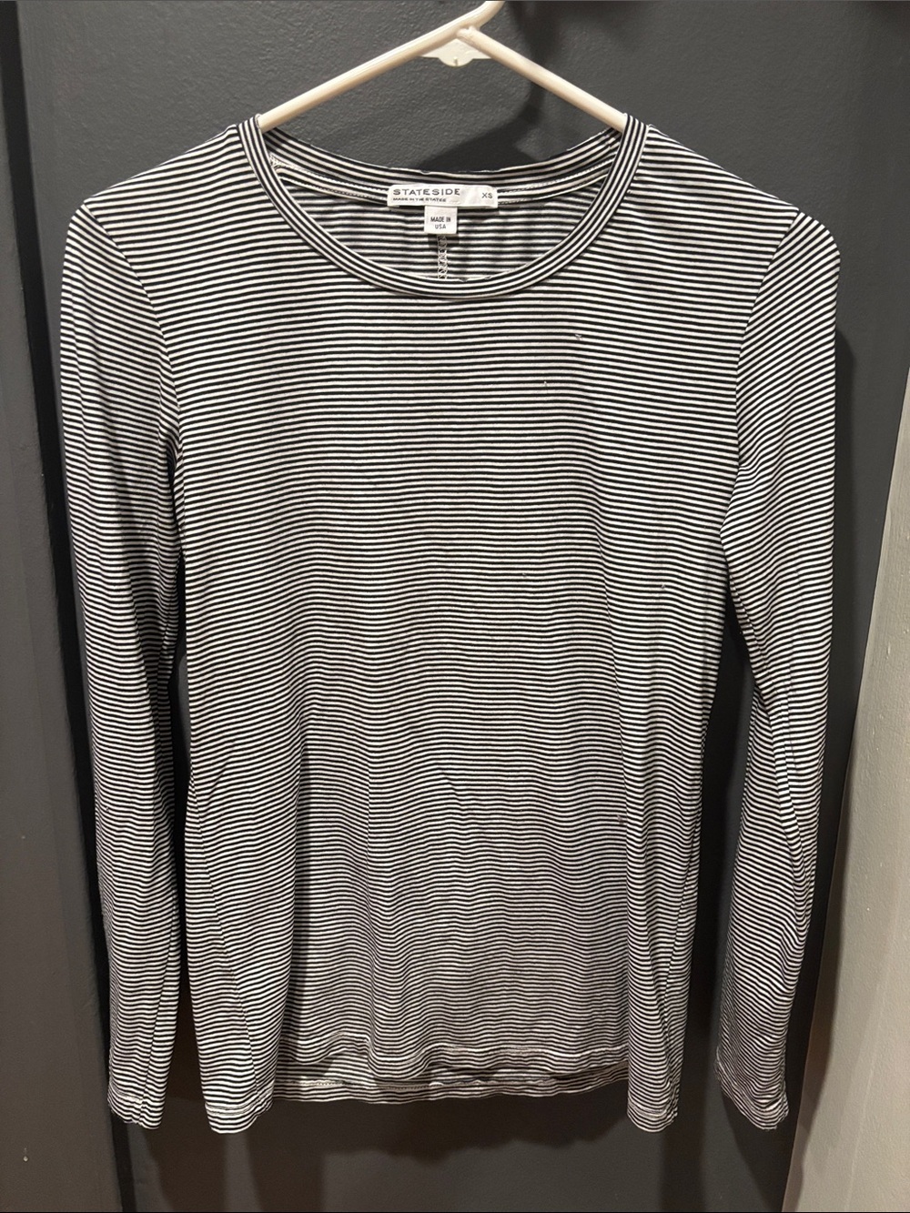 Stateside Black & White Thin-Stripe Crewneck Sweater